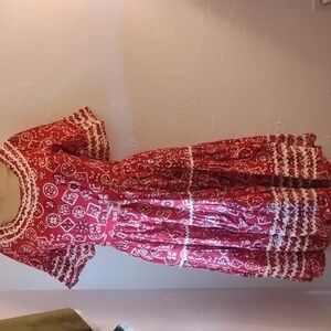 Western Fashions Brand 1950’s Red Vintage Dress White Bric A Brac Mint Bust 34